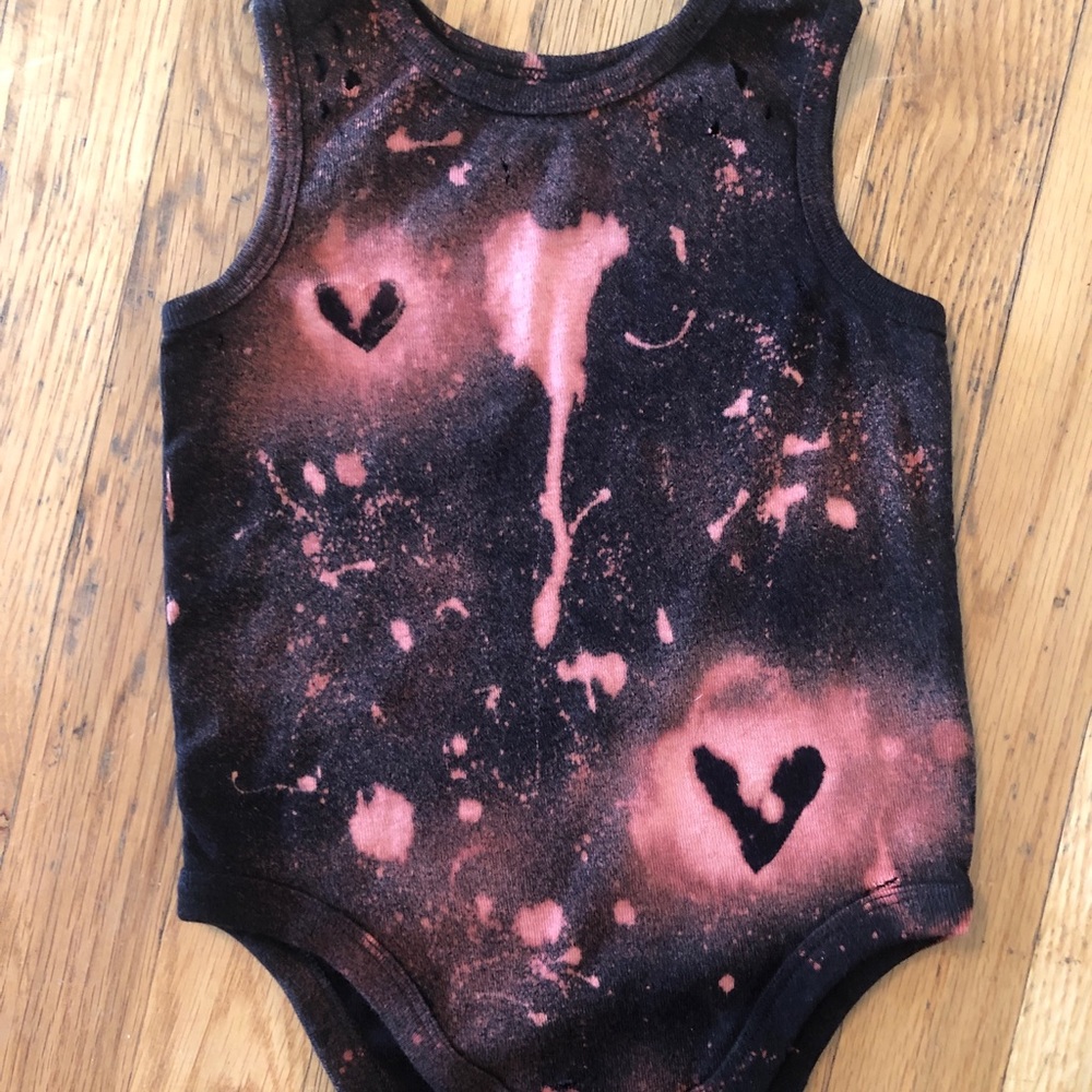 Handmade distressed infant onesie